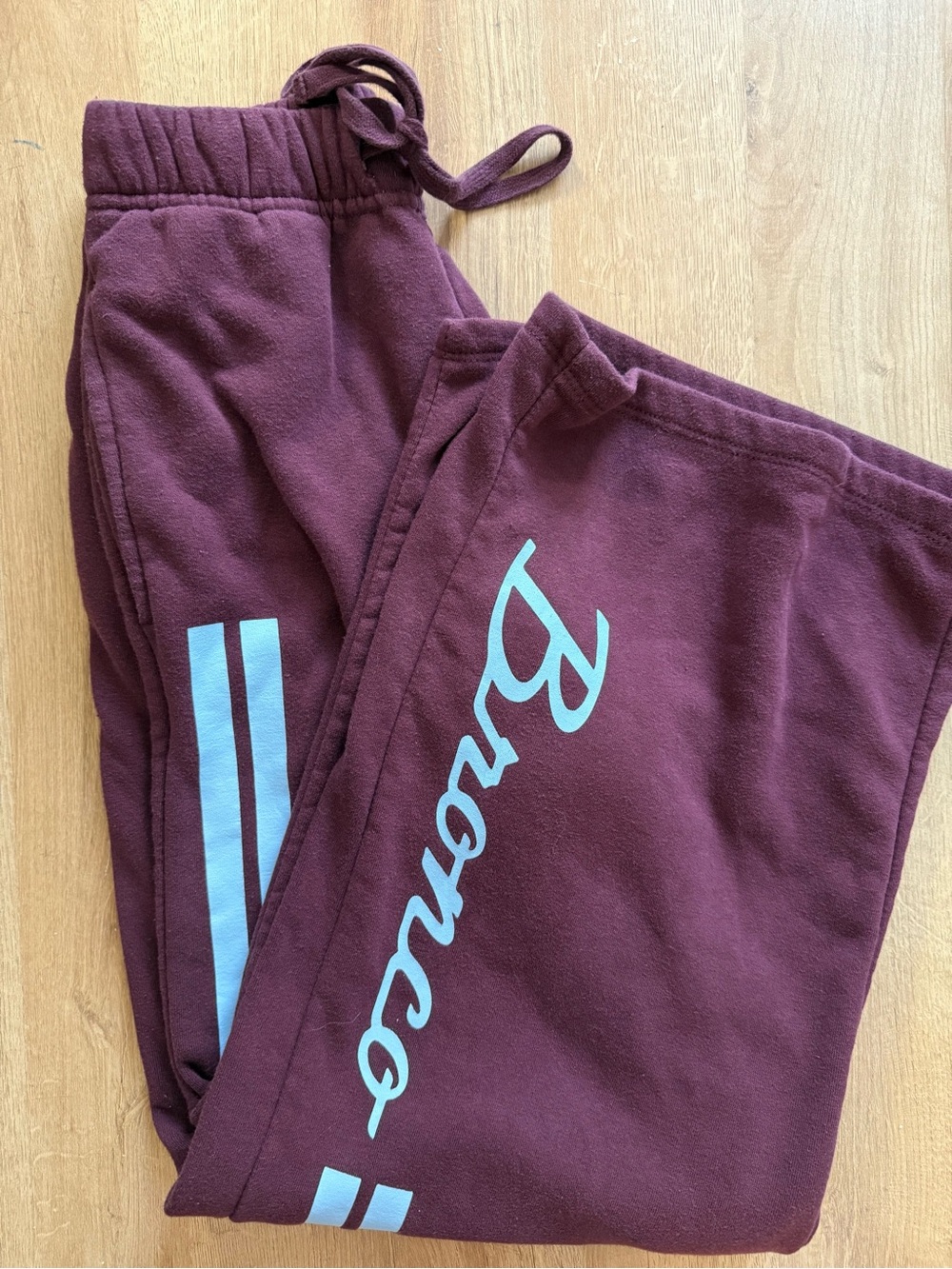 Women’s Fors Maroon Sweatpants with Light Blue Logo Stripes